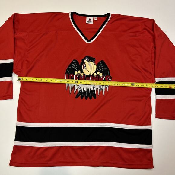 Vintage Port Huron Ice Hawks Hockey Jersey Mens Size 56 XXL 2XL Red 007 R Hockey - Picture 11 of 14